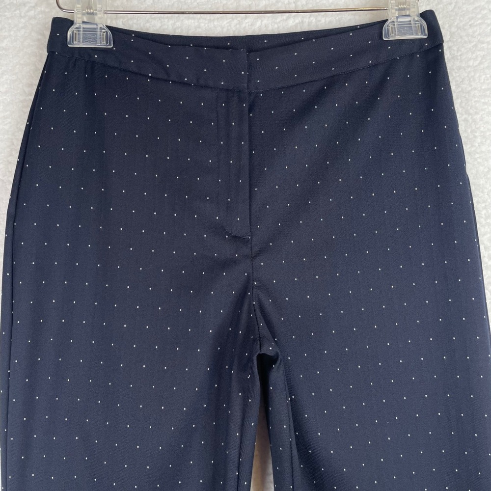 Charter Club Navy Blue Polka Dot Ankle Pants Size 4 Straight Stretch Trousers